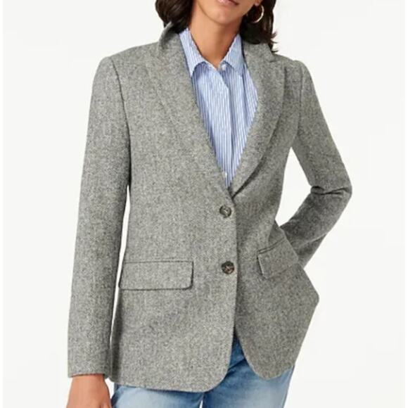 NWT J Crew Somerset Blazer Jacket Gray Graphite Herringbone Wool 0 - Picture 1 of 9